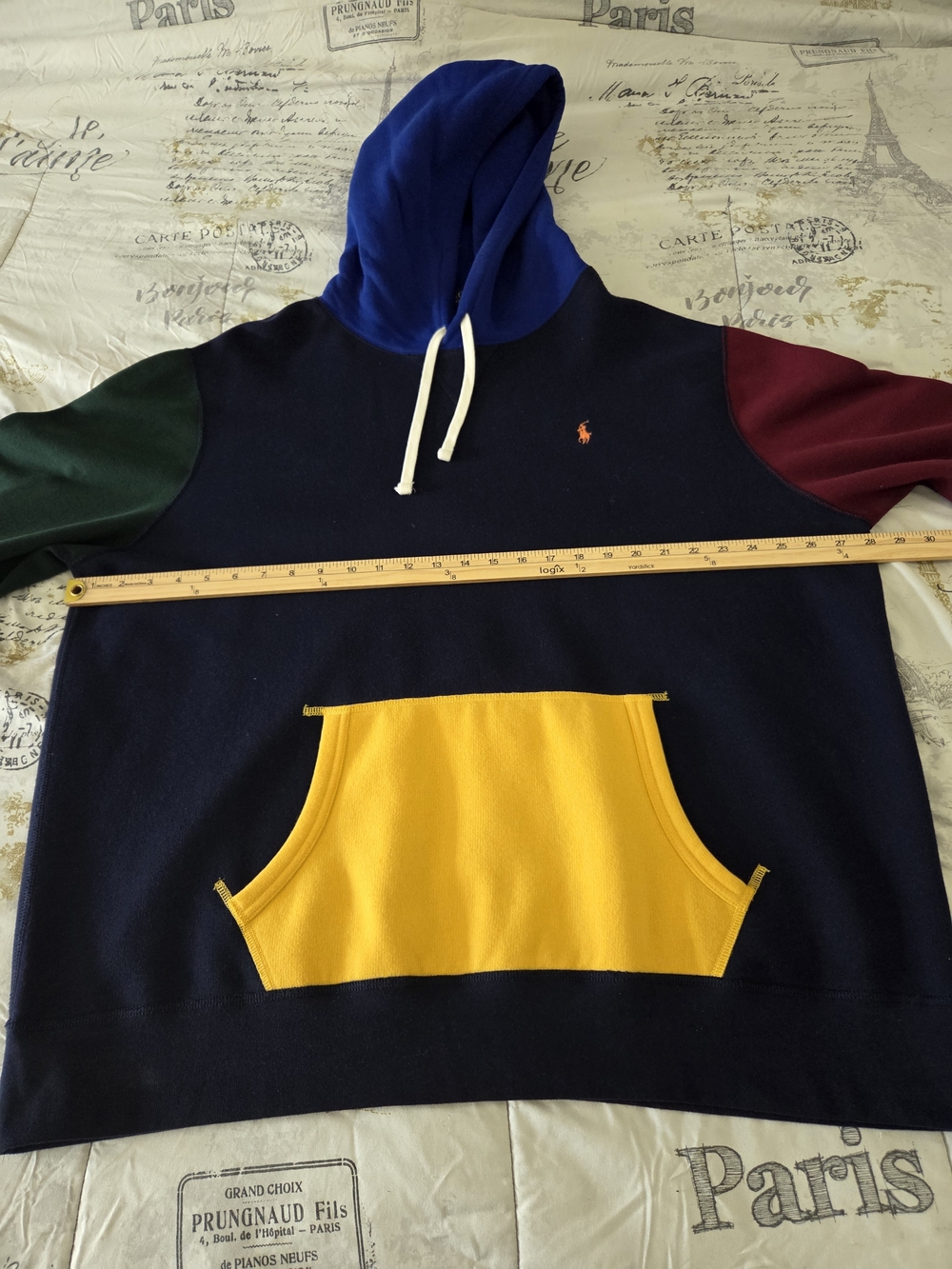 Polo by Ralph Lauren Navy Colorblock Hooded Pullover with Blue Hood - Picture 4 of 7